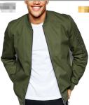 Custom Mens Woven Coat 100% Polyester , Satin Bomber Jacket Standard Thickness