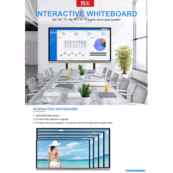 4K Interactive Flat Panel Touch Screen Smart Meeting Board Android Windows Dual OS Conference All-in-One Display OEM