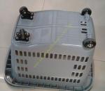 Grey Flip Handles Grocery Basket With Wheels / Stores Small Shopping Trolleys On