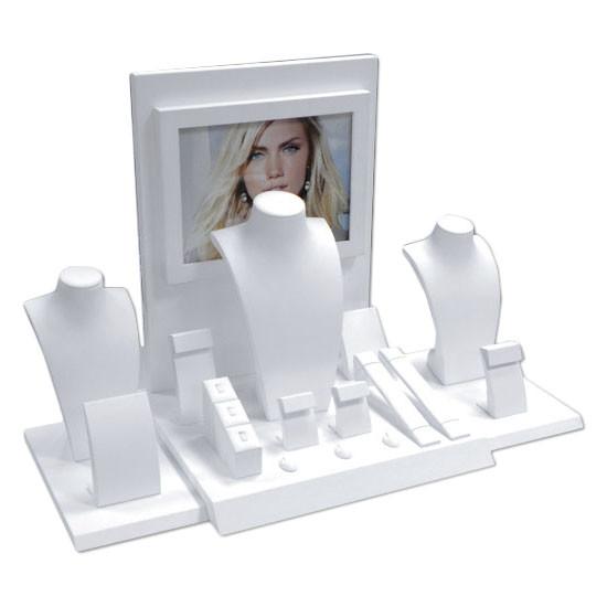 Luxury Leather Jewelry Display Stands Silk Printing Logo Jewelry Holder Set For