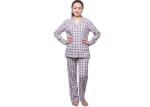 Ladies Yarn Dye Check Flannel Pyjamas , Womens Flannel Pajamas Full Open Placket