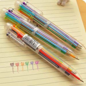 China Six-Color Bullet Tip Pens 0.7mm Refill See-through Ball Pens for Journal Kids on sale