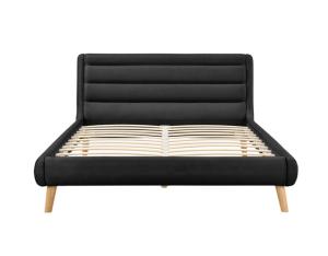 China FSC OEM Black Linen Upholstered Queen Bed Fabric Cover factory