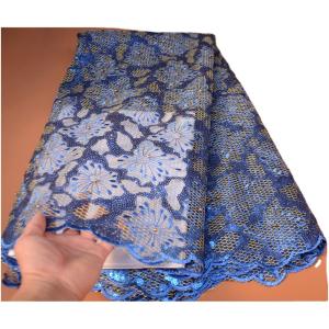 China Exquisite plain color sequin lace fabric organza lace fabric design for african wedding dress factory