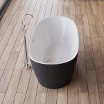 Acrylic Free Standing Tub With Center Drain Faucet Oval Shape Soaking Bath
