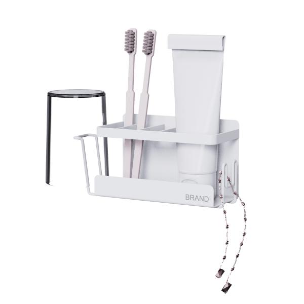 No Drilling Household Magnetic Attraction Shower Rack With Towel Holder Bathroom