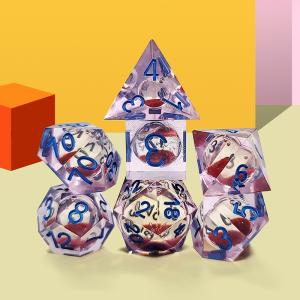 China Red flow sand Resin multi -noodle tablet game dice set dnd dice factory