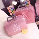 Splash Proof PU Leather Glitter Makeup Bag Case