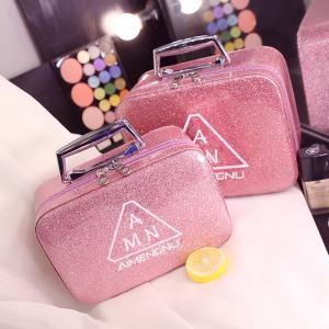 China Splash Proof PU Leather Glitter Makeup Bag Case factory