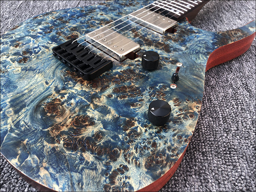 Custom Earts Electric Guitar with African Mahogany Body Black Hardware
