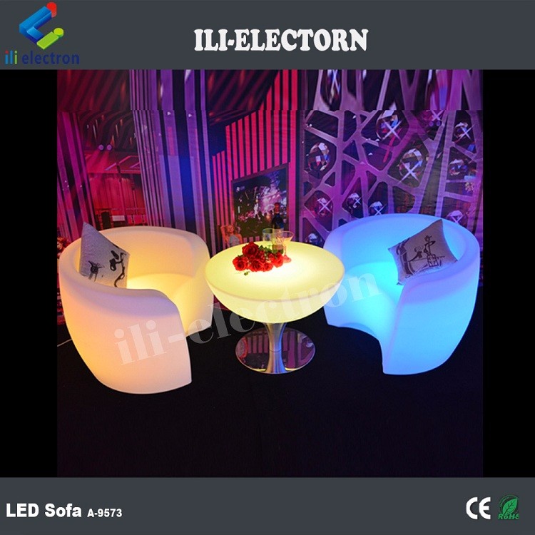 Commercial PE Plastic LED Glow Furniture , Illuminated LED Lounge Sofa