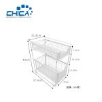 White Color 2 Tiers Kitchen Fridge Storage Rack Black Color 37.4x21.9x44cm
