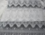 White Floral Nylon Lace Fabric Eyelash Lace Trim For Lady Dress
