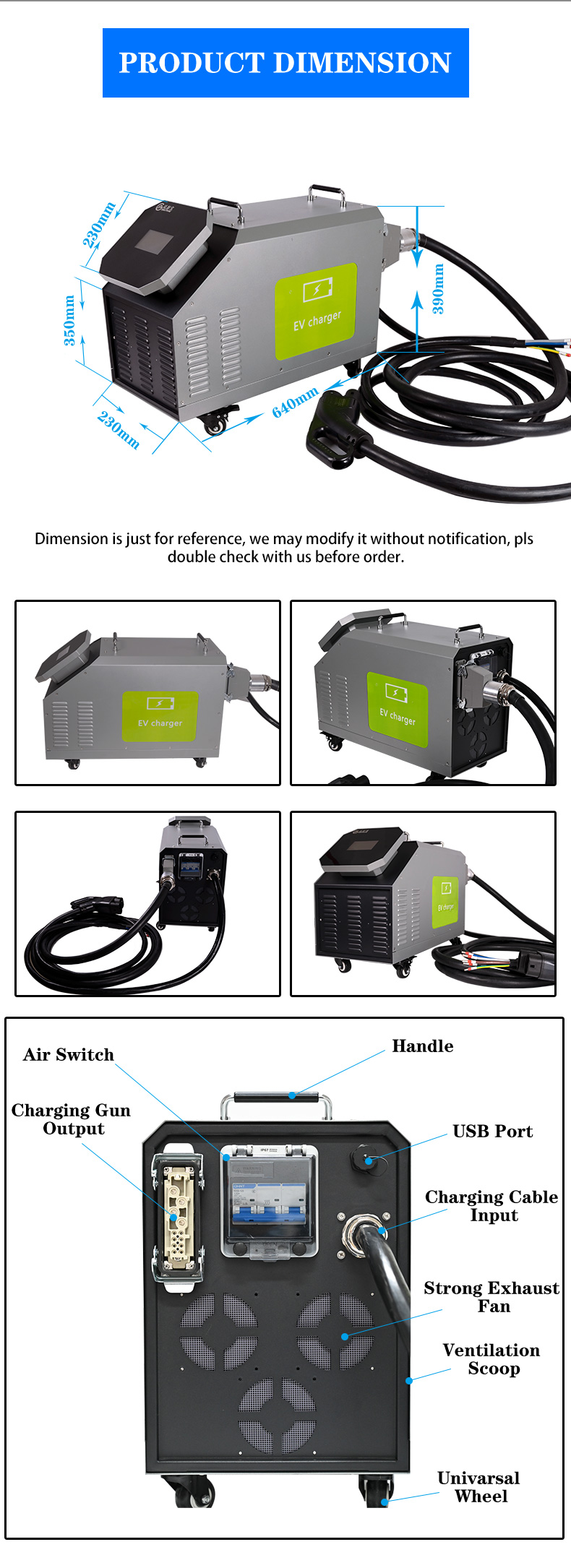 30KW Output Power CCS EV Charger for Production Dc Ccs Exchanged Multiple Guns OCPP Electrical Vehicle Movable Portable