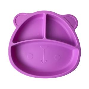 China Baby Feeding Plate Set Silicone Customized Sizes Purple Bear Shape Eco Friendly Soft factory