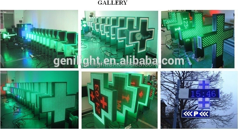 P16 P20 Pixels 3D LED Pharmacy Cross Display Sign with RS232 RF Control Communication