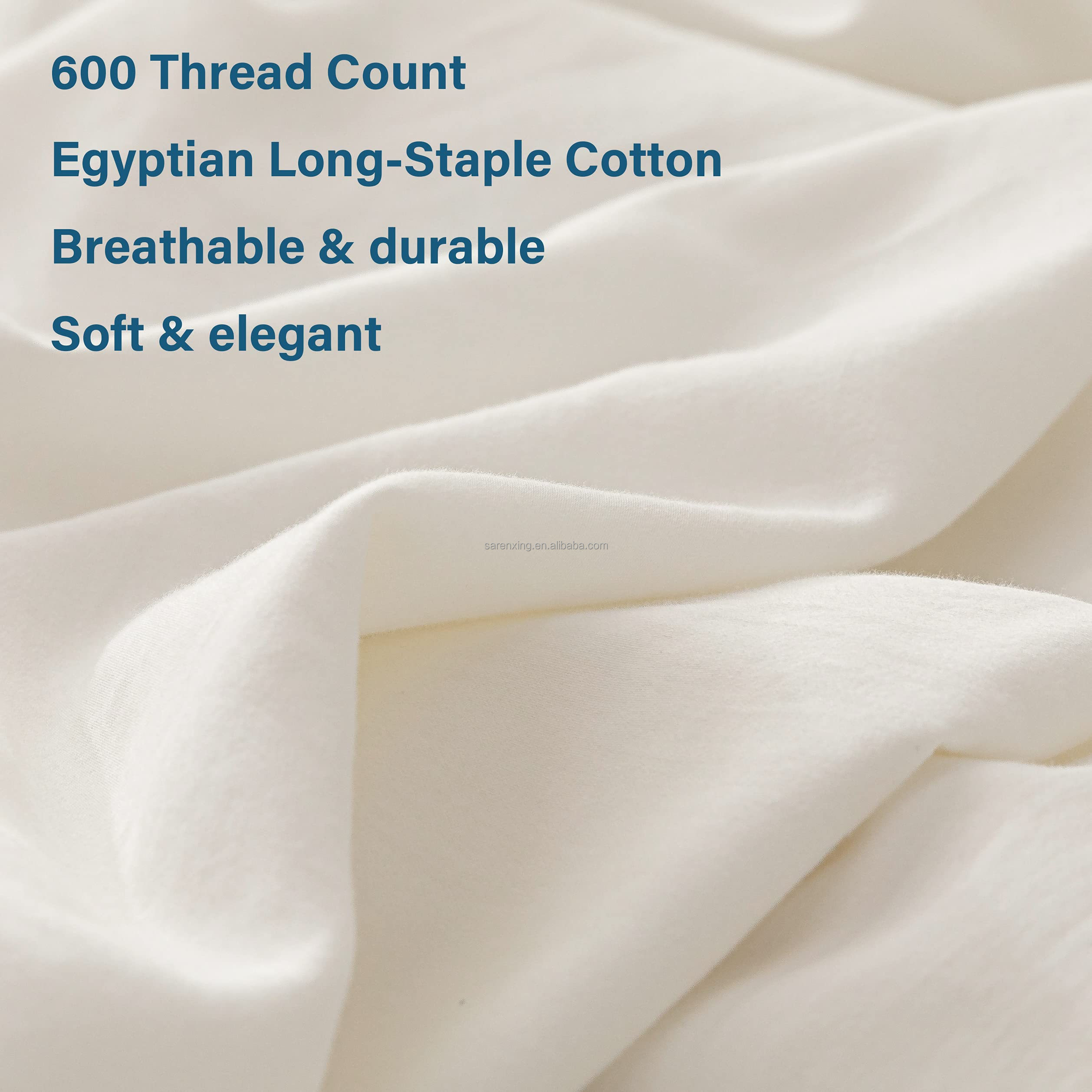 Long Staple Cotton Organic Fabric Density Bedding Set Cream 3Pcs Duvet Cover 100% Cotton