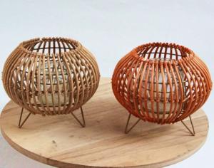 China Hot Sale Led Lantern Indoor And Outdoor Decoration Natural Handmade Rattan Weave Candle Holder factory