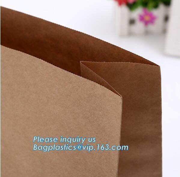 Custom kraft breakfast pastry packaging bag baking bread square bottom paper bag oil proof packaging bag, bagplastics