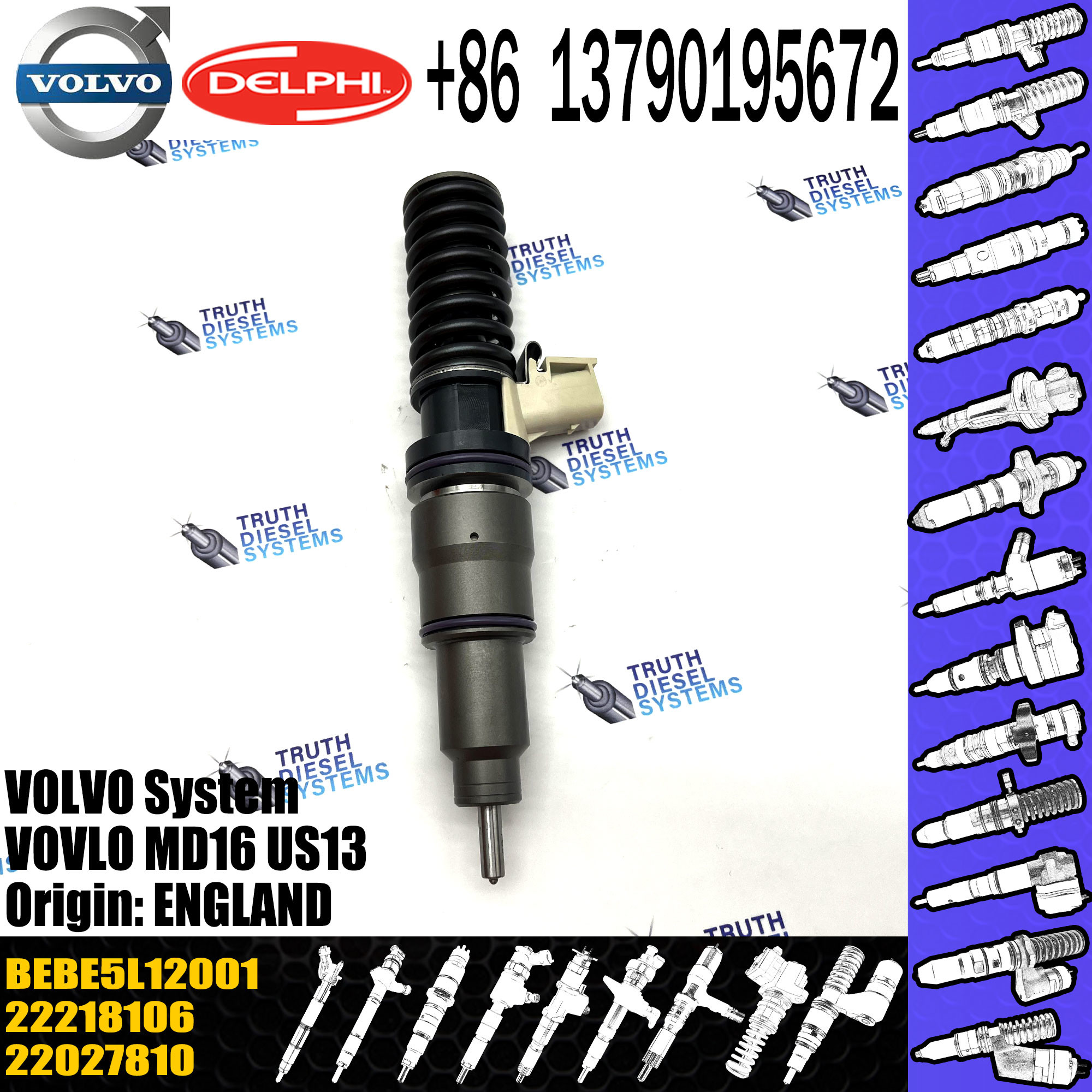 Direct Sale Diesel Fuel Injector 22218106 22027810 BEBE5L12001 For VOVLO MD16 US13