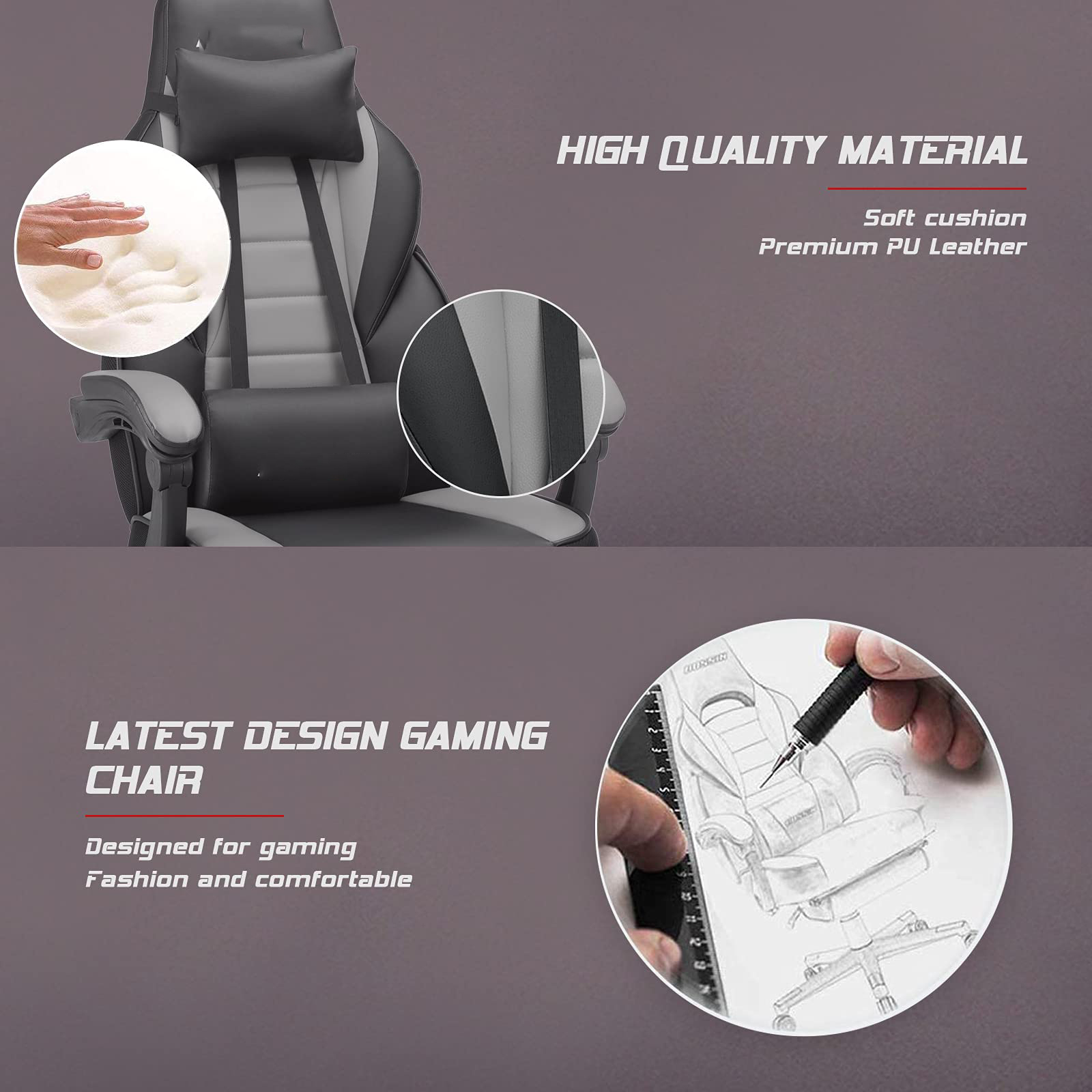 Modern Design Racing Style Gaming Chair with Footrest and Headrest Customized Color