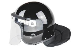 China Police Flat Visor Anti Riot Helmet / Combat Helmet With Face Shield Chin Protector factory