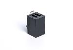 FR52 SMT Black Plastic 4 Pin RJ11 Female Connector Tab Down TM56S211SXX41