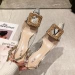 6111-7 Sexy Pointed-Toe Rhinestone Snake Print High-Heeled Shoes With Thin