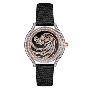China Luxury Leather Strap Quartz Watch Inlaid With A Large Number Of Zircon Jewelry factory