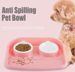 Non Slip Plastic Feeding Dishes No Spill Pet Dog Cat Double Food Water Bowl For
