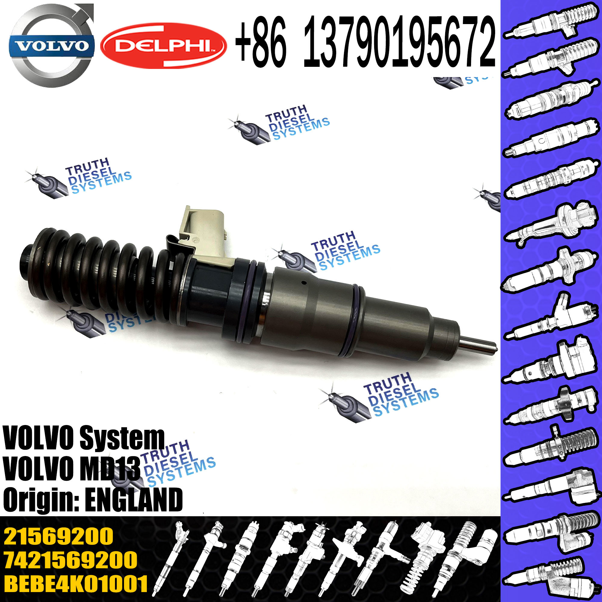 New Diesel Injector 21569200 BEBE4K01001 For VOL injector Truck 21569200 21569200 D13 BEBE4D16001 20972225 21506699