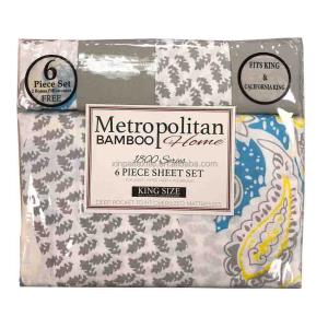 China NO Filling Solid Print Microfiber Fabric 80gsm 100% Polyester Bedding Sheet Set 6pcs factory