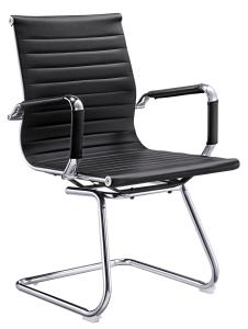 China Black Leather Office Meeting Chairs Mid Back Puncture Proof ISO Approval factory