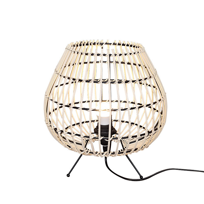 Natural Color Bamboo Rattan Table Lamp For Bedroom Bedside Atmosphere