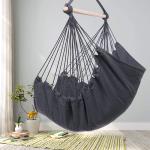 100*130cm 320g Polyester-cotton Hanging Rope Swing Hammock With Two Pillows