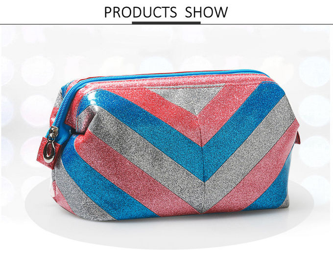 New Arrival Multi-Functional Portable Glitter PU Beauty Zipper Makeup Bag