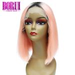 Brazilian Colored Bob Wigs Transparent Short Ombre 1b Grass Green Grade 10A