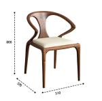 Nordic Solid Wood Bedroom Dining Chair with Armrest Modern Design Lacquered