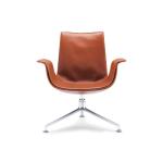 FK Lounge Modern Classic Office Chair Low Back Leather Brushed Metal Foot Bucket