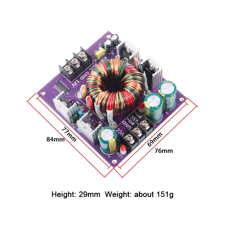 12V Input Voltage Industrial DC-DC Converter with Dual Power Board Mount Amplifier