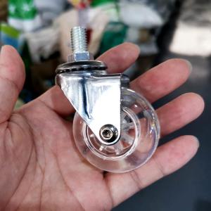 China 2 Inch Clear PU Furniture Casters Chrome Painted Good Looking Swivel Stem Transparent Caster Wheels factory