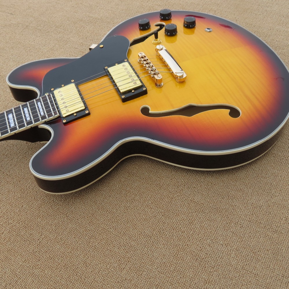 Hot Selling China L5 Electric Guitars Tiger Flame Finish