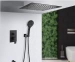 Black Painted Shower Wall Faucet Stainless Steel Material Great Deforming