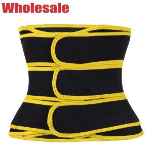 China Neoprene 3 Belts Waist Trainer Black And Yellow Corset For Tummy Flattening factory