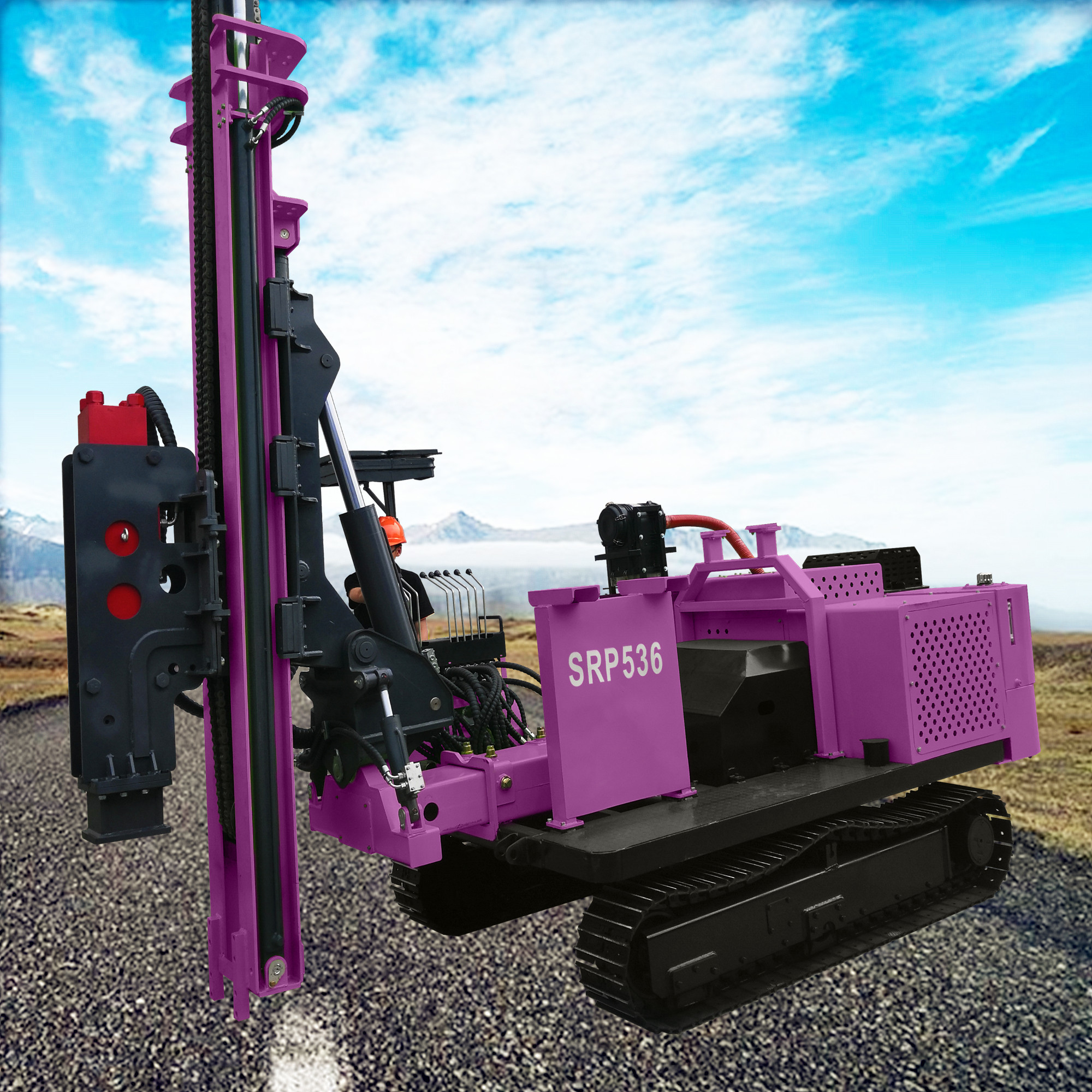 Solar Pile Driver Machine Guardrail Pile Drilling Rig Construction Machinery Photovoltaic Hydraulic Pile Driver