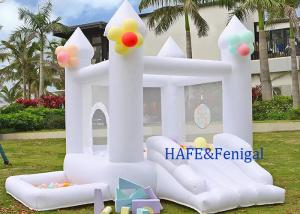 China White Bounce House Inflatable Trampoline Jumping Castle With Slide Made Of Durable Material factory