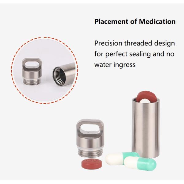 Outdoor Camping 63x20mm Titanium Pill Container
