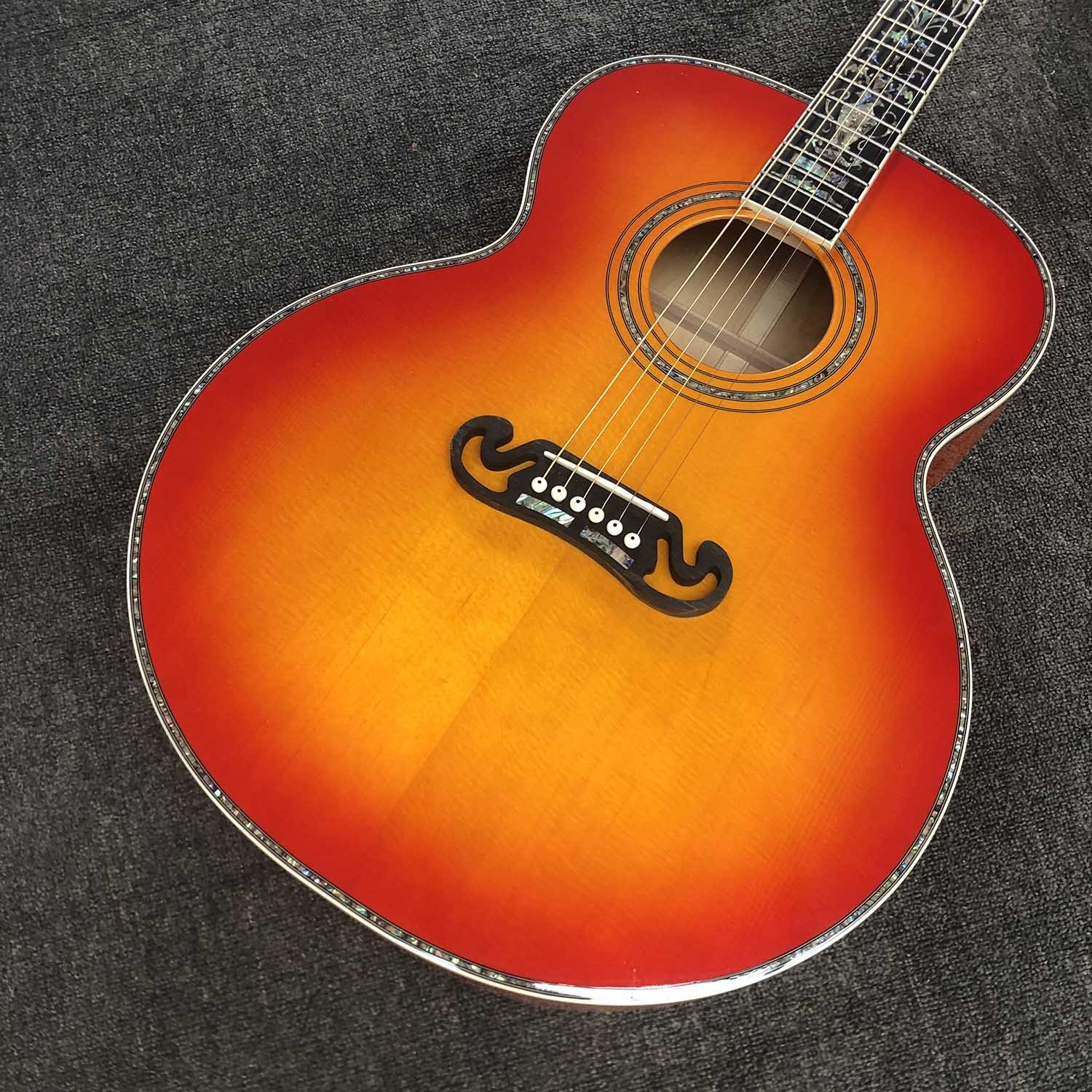 Custom Grand jumbo 43 inch J200 water ripple back side with kinds colors Acoustic Guitar life tree inlay neck, vintage