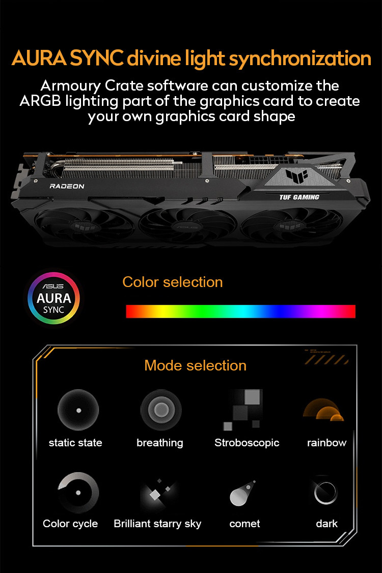 TUF-RX6700XT-O12G-GAMING Gaming Computer Graphics Card PCI Express 4.0X16 Interface​