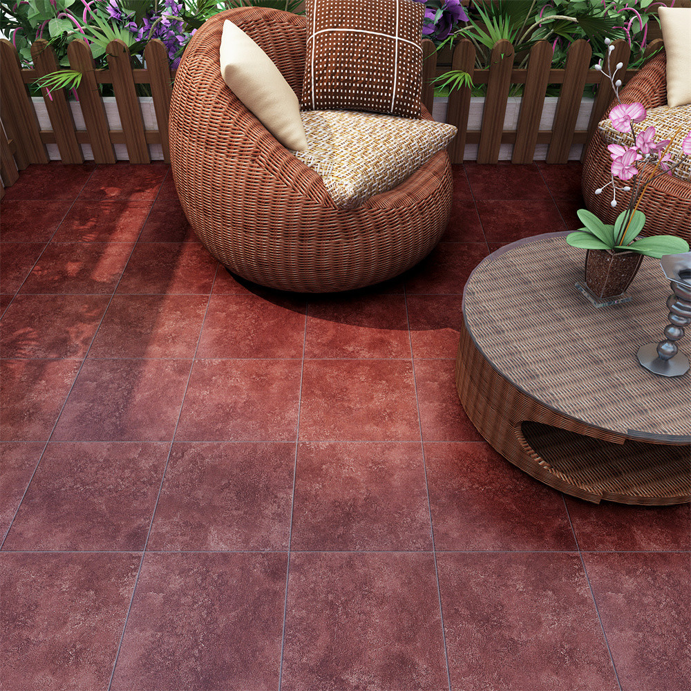 Red Acid-Resistance 200x200mm Interior Floor Ceramic Rustic Tile For Bedroom And Bathroom